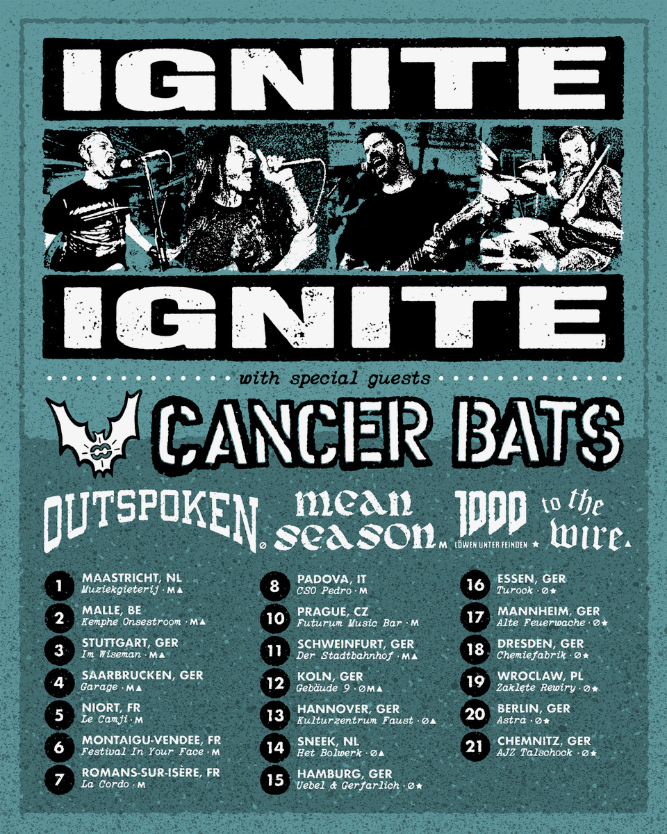 Ignite,  Cancer Bats, Outspoken, 1000 Löwen unter Feinden
